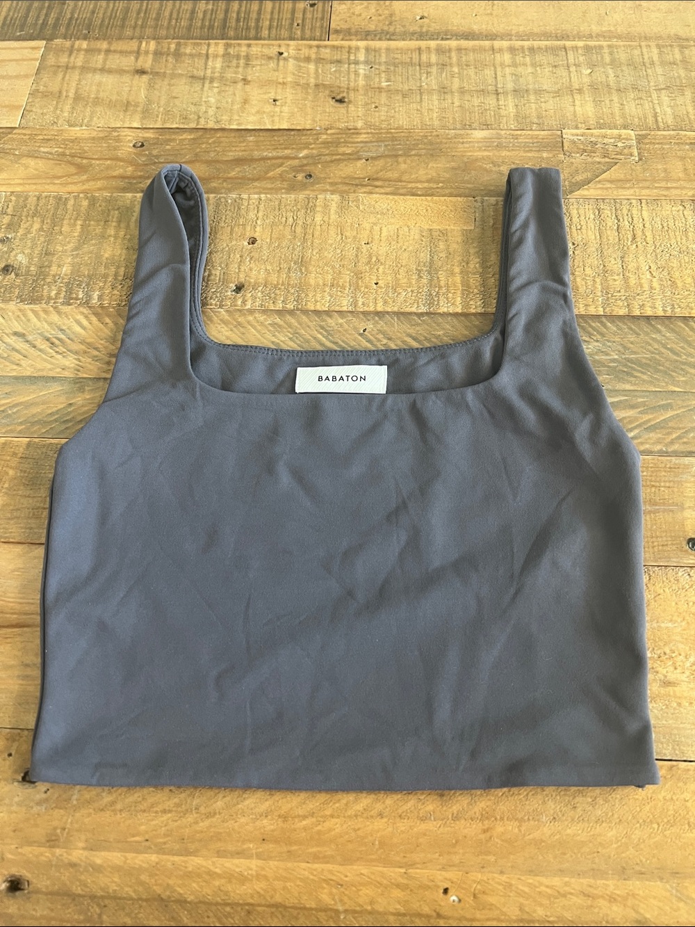 Babaton Charcoal Square-Neck Crop Top